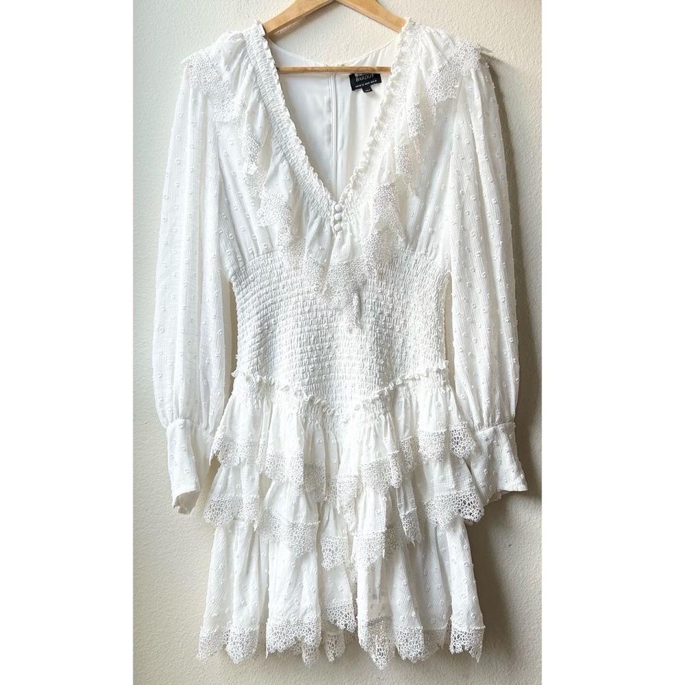 Bardot White Swiss Dot Ruffle Mini Dress - Picture 4 of 15
